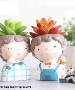 CUTE BOY & GIRL PAIR RESIN POT